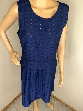 Marc By Marc Jacobs Royal Blue Sleeveless Embroidered Eyelet Midi Dress